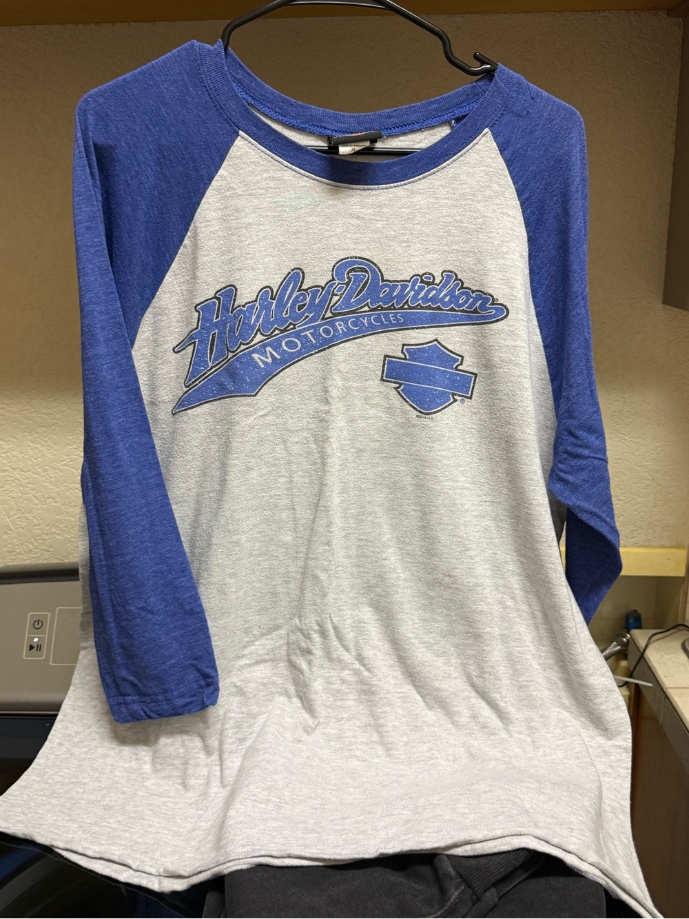 Harley-Davidson Gray Tee with Blue Logo Collar
